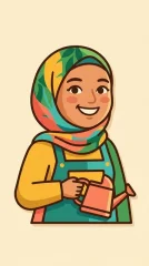 Kak Ros, tukang kebun dalam dunia Pawa, sedang menanam bunga